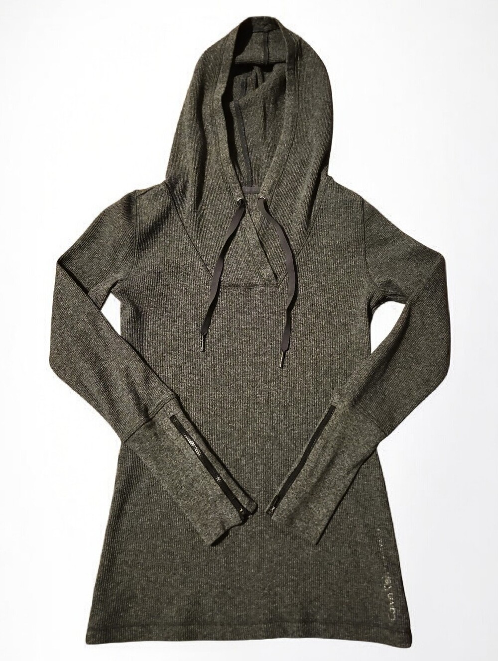 Calvin Klein Long Sleeve Hooded Tunic In Gray-Women's Size XS